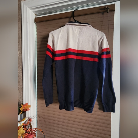 Tommy Hilfiger Mens Blue, Red & White Quarter Zipper Sweater XL TG/XG 20 Used. - Picture 2 of 3